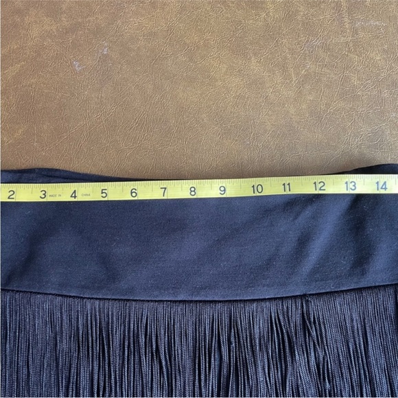 Cache Black Fringe Skirt-Size 6 - Picture 3 of 6